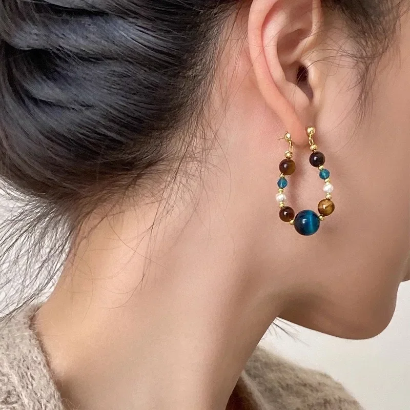 Silver Needle Blue Tiger's Eye Stone Contrasting Color Beaded Earrings Women's Light Luxury Niche Retro Autumn and Winter Mailla
Silver Needle Blue Tiger's Eye Stone Contrasting Color Beaded Earrings Women's Light Luxury Niche Retro Autumn and Winter Mailla
