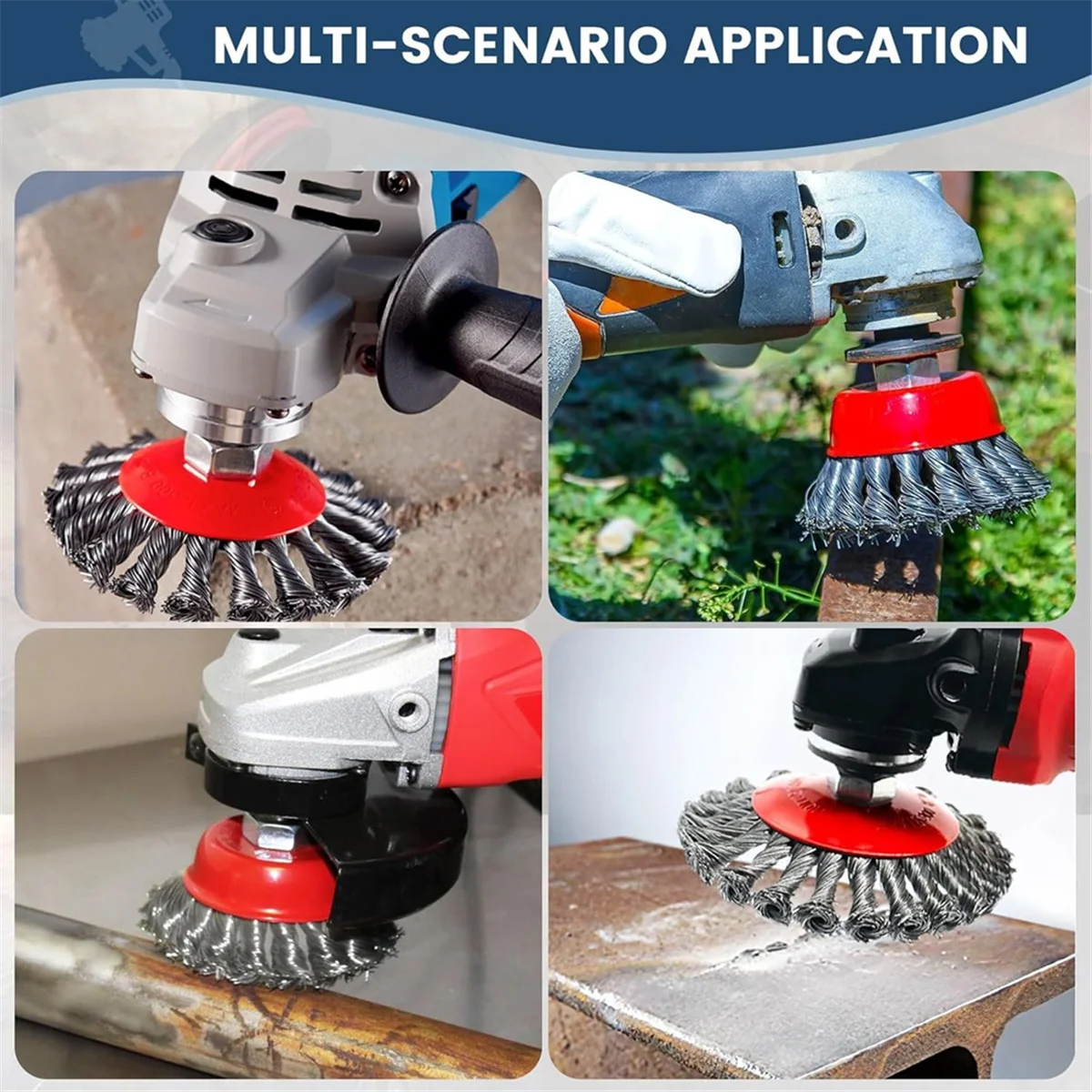 AA98 10pcs Wire Wheel for 4 1/2 Angle Grinder Wire Wheel Brush Cup Set with Threaded Arbor, Angle Grinder Wire Wheel for Rust
AA98 10pcs Wire Wheel for 4 1/2 Angle Grinder Wire Wheel Brush Cup Set with Threaded Arbor, Angle Grinder Wire Wheel for Rust