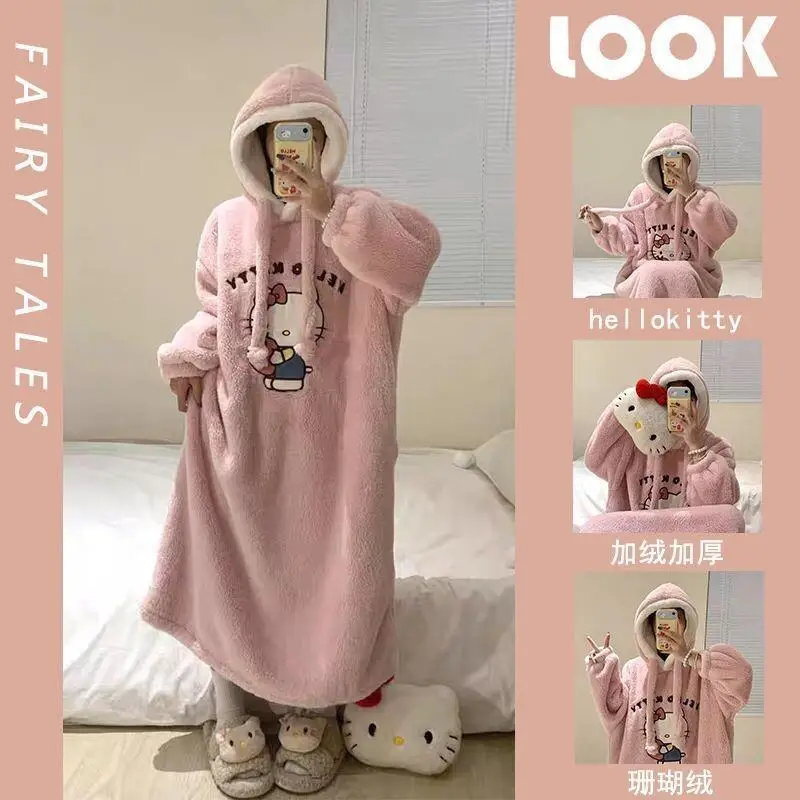 Халат Sanrio Hello Kitty из кораллового флиса для женщин, домашняя одежда для отдыха, теплый, пушистый, толстый, милый, осенне-зимний, уютный, для ленивых, ночная одежда
Халат Sanrio Hello Kitty из кораллового флиса для женщин, домашняя одежда для отдыха, теплый, пушистый, толстый, милый, осенне-зимний, уютный, для ленивых, ночная одежда
