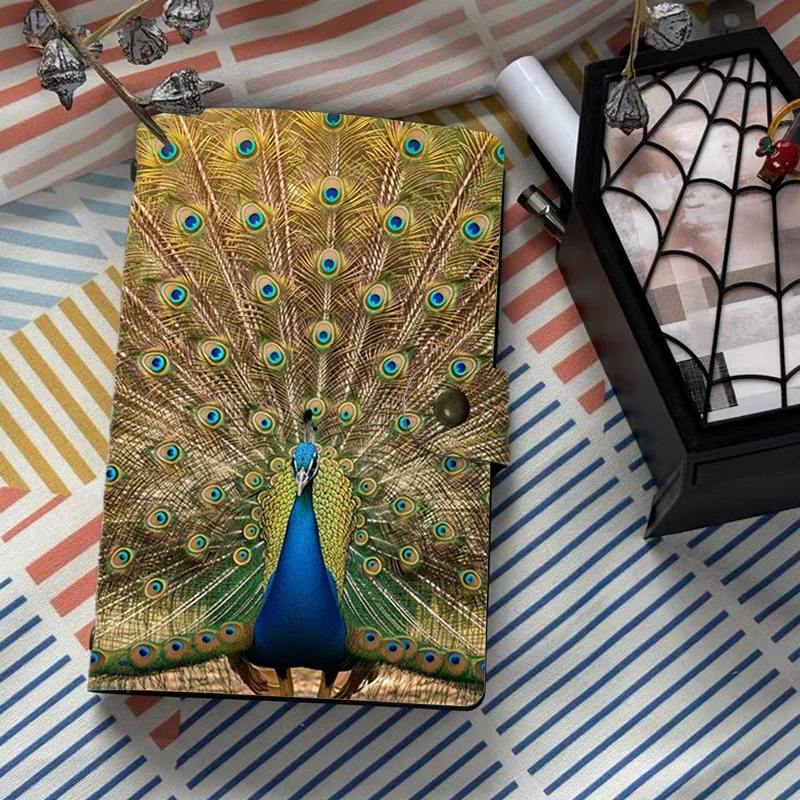 Elegant Peacock Feather Pattern PU Leather Notebook 6 Ring Binder Journal Exotic Bird Art Agenda Diary with Snap Closure Station
Elegant Peacock Feather Pattern PU Leather Notebook 6 Ring Binder Journal Exotic Bird Art Agenda Diary with Snap Closure Station