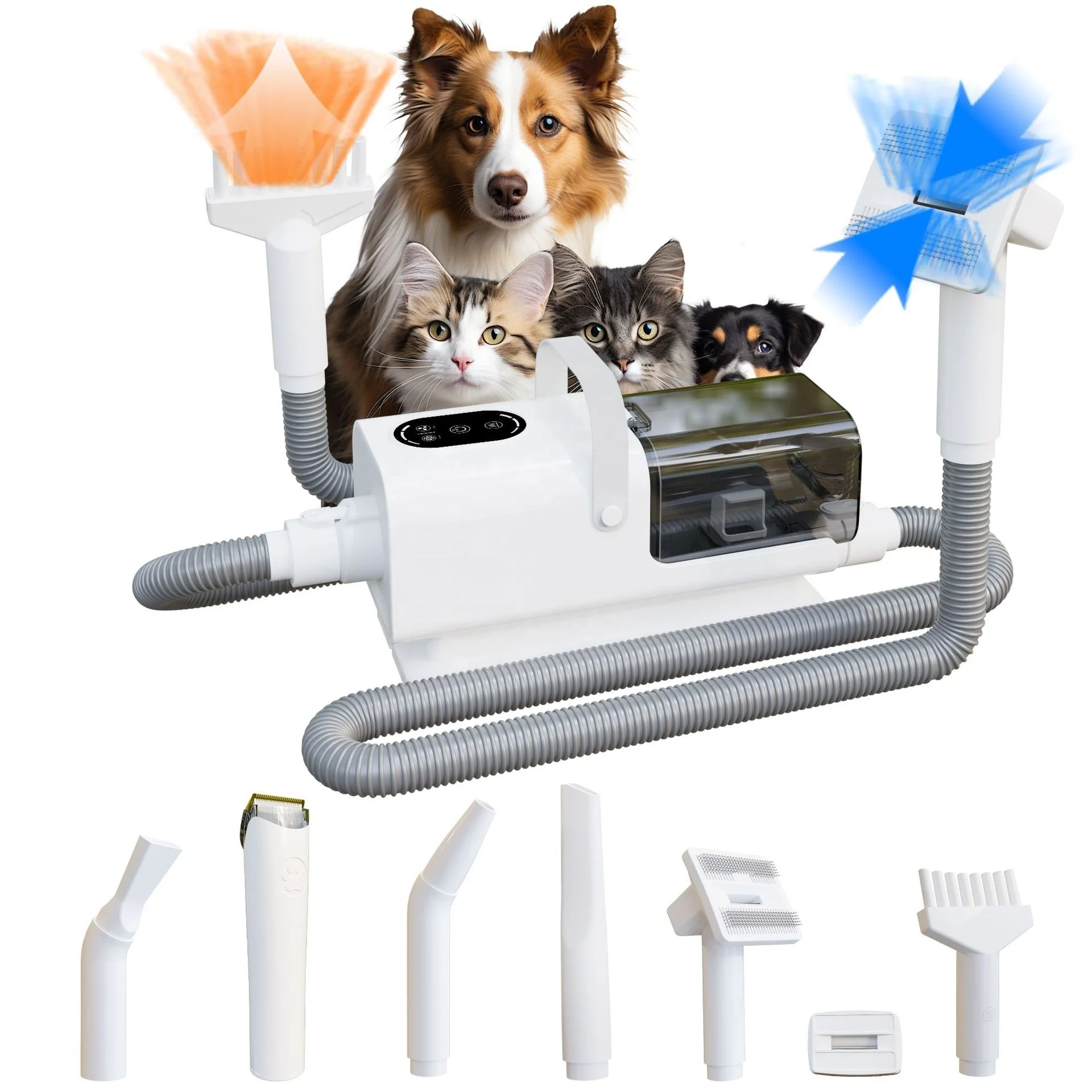 Pet Care Product All-in-One Cat Hair Grooming Tool 2.2L Vacuum Blower and Trimmer Dog Hair Suction Pet Grooming Vacuum Cleaner
Pet Care Product All-in-One Cat Hair Grooming Tool 2.2L Vacuum Blower and Trimmer Dog Hair Suction Pet Grooming Vacuum Cleaner
