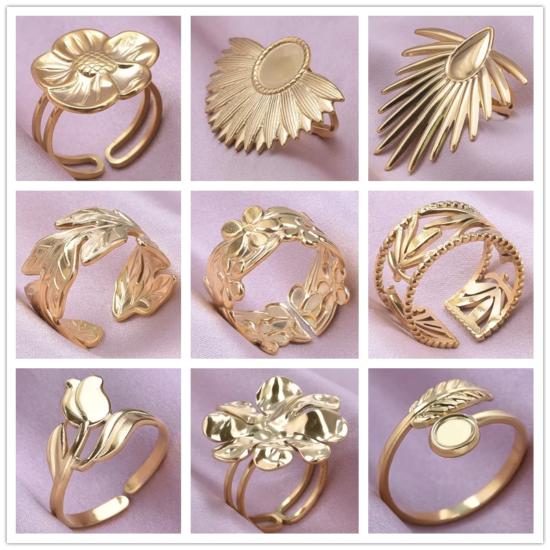 1/2/3pcs High Quality Stainless Steel Ring Open Adjustable Plant Flower Leaf Rings For Women Men Jewelry Real Gold Plated Bague
1/2/3pcs High Quality Stainless Steel Ring Open Adjustable Plant Flower Leaf Rings For Women Men Jewelry Real Gold Plated Bague