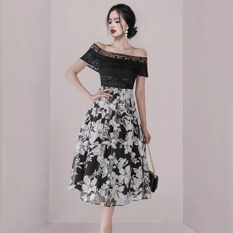 2023 New Summer Women Print Sexy Slash Neck Temperament Fashion Elegnat Lace Patchwork Party Holiday Casual Dresses
2023 New Summer Women Print Sexy Slash Neck Temperament Fashion Elegnat Lace Patchwork Party Holiday Casual Dresses