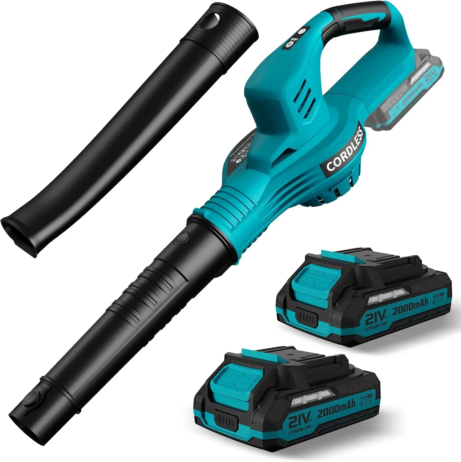 Cordless Leaf Blower 21V, 2 Batteries & Charger, 2 Speeds, Lightweight for Lawn & Patio
Cordless Leaf Blower 21V, 2 Batteries & Charger, 2 Speeds, Lightweight for Lawn & Patio