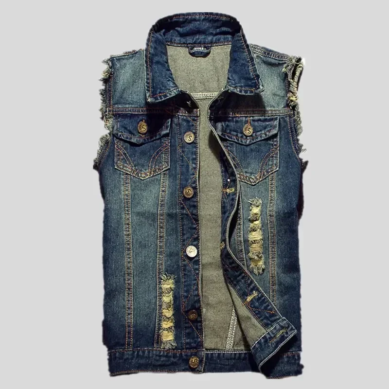 Ripped Jean Jacket Men's Denim Vest Hip Hop Jean Coats Waistcoat Men Cowboy Brand Sleeveless Jacket Male Tank
Ripped Jean Jacket Men's Denim Vest Hip Hop Jean Coats Waistcoat Men Cowboy Brand Sleeveless Jacket Male Tank