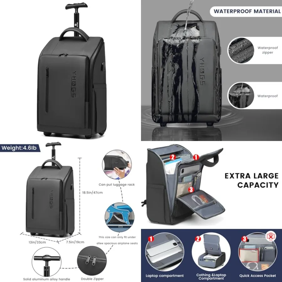Rolling Backpack Waterproof Commuter Backpack with Wheels for Business, Laptop Compartment for 15.6-Inch Laptop, Wheeled Carry-
Rolling Backpack Waterproof Commuter Backpack with Wheels for Business, Laptop Compartment for 15.6-Inch Laptop, Wheeled Carry-