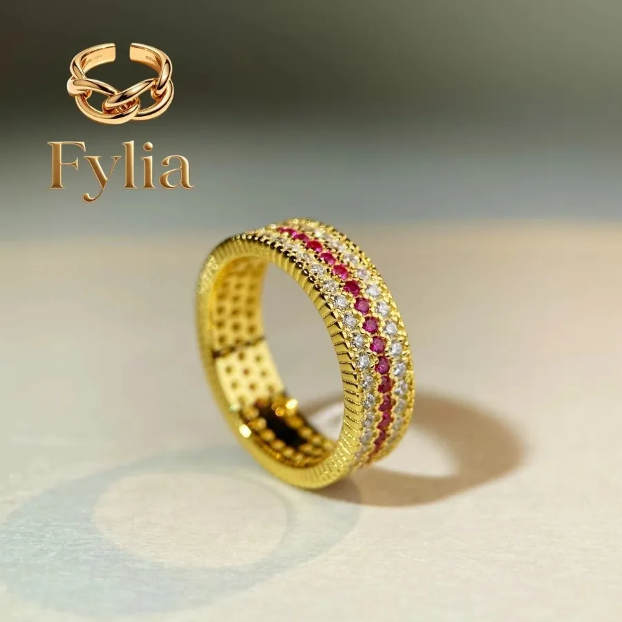 Fylia Jewelry Luxury white gold solid 18K gold Women's Ring Flashing Rose Red Luxury Diamond Ring
Fylia Jewelry Luxury white gold solid 18K gold Women's Ring Flashing Rose Red Luxury Diamond Ring