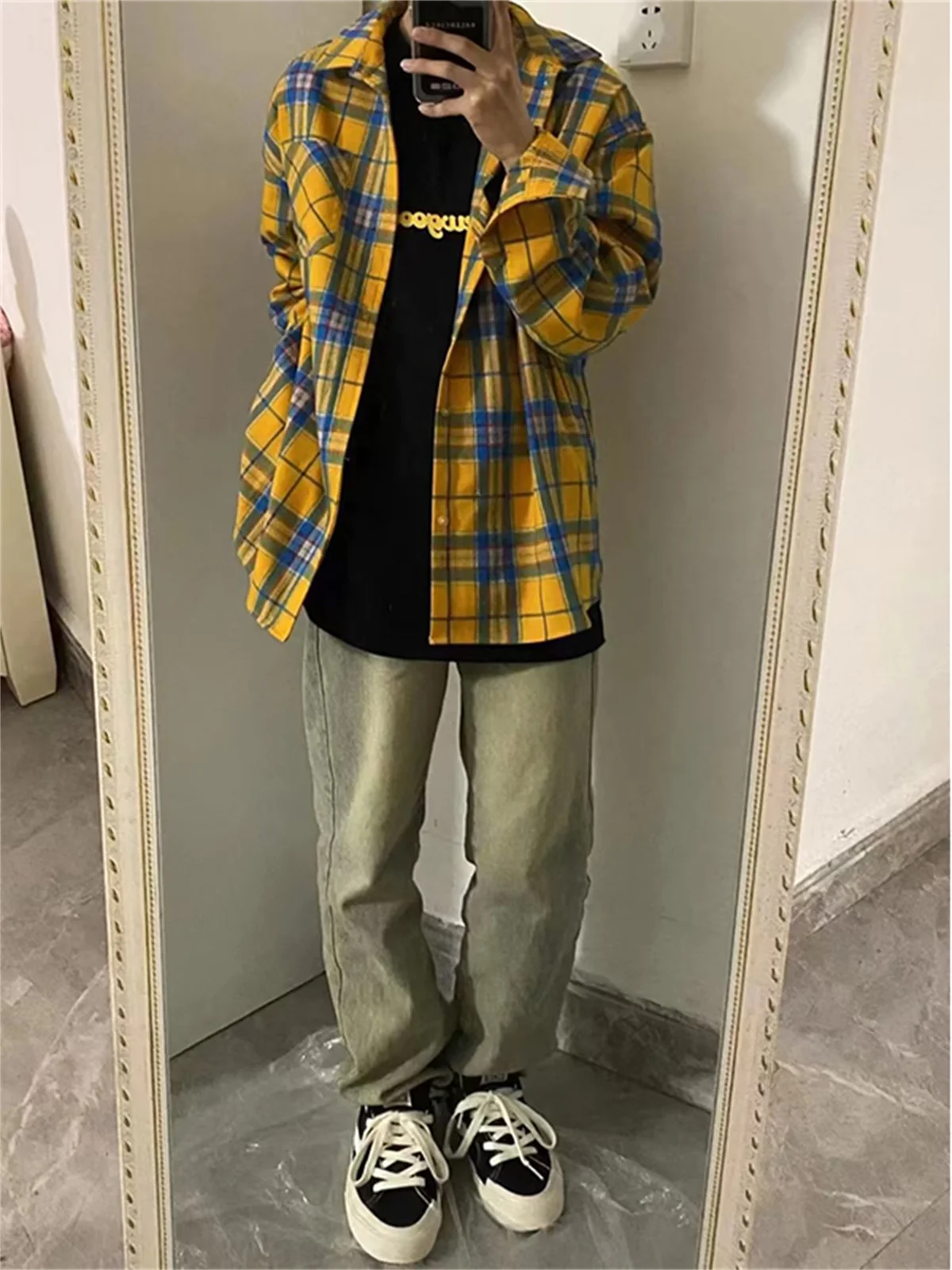 Yellow Plaid Loose Long Sve Men's irt Trendy High Street Couple Sle Casual Outerwear Vintage Brand Youth ular Summer
Yellow Plaid Loose Long Sve Men's irt Trendy High Street Couple Sle Casual Outerwear Vintage Brand Youth ular Summer