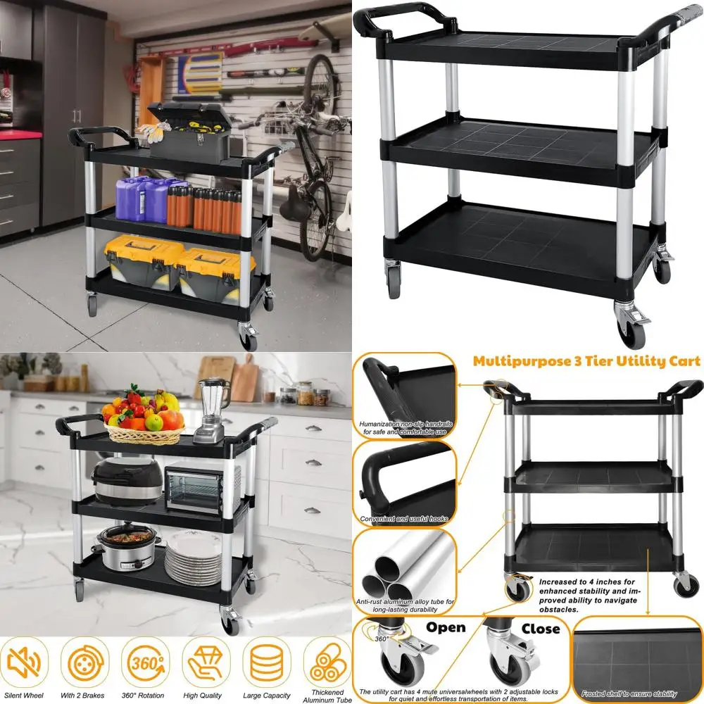 3-х уровневая сверхмощная тележка на колесиках с запираемыми колесами, вместимость 510 фунтов для общественного питания в офисах, ресторанах, кухнетах и войне
3-х уровневая сверхмощная тележка на колесиках с запираемыми колесами, вместимость 510 фунтов для общественного питания в офисах, ресторанах, кухнетах и войне