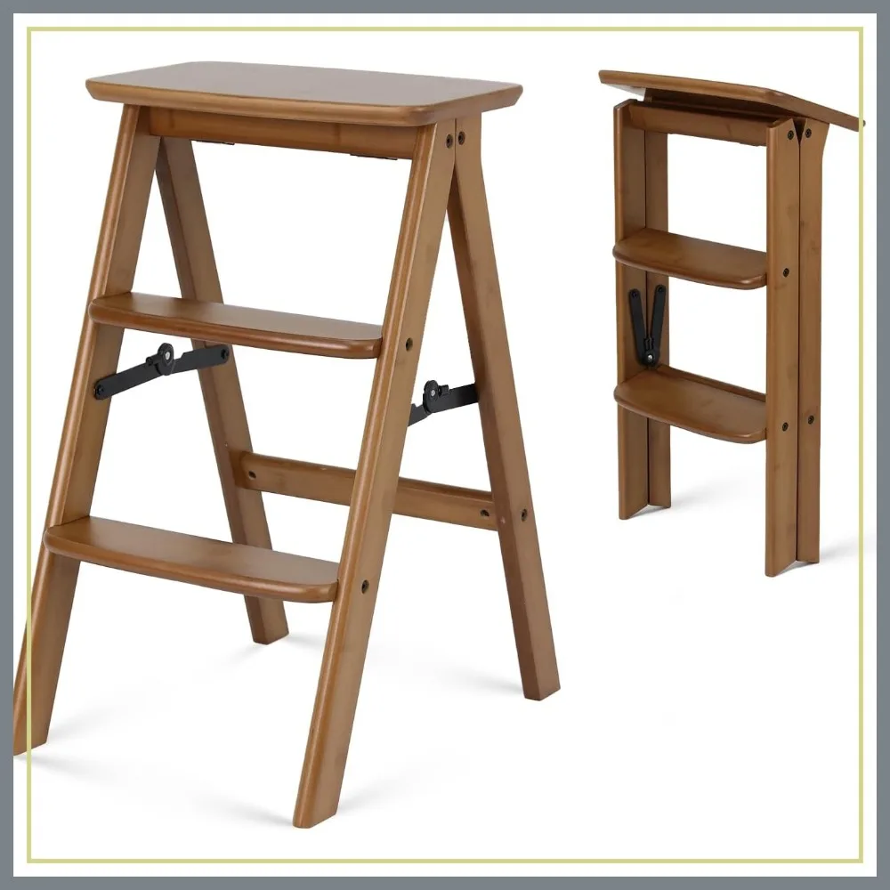 3-Step Foldable Wooden Step Ladder, 300 lb Capacity Solid Wood Step Stool for Home, Kitchen, Photography
3-Step Foldable Wooden Step Ladder, 300 lb Capacity Solid Wood Step Stool for Home, Kitchen, Photography