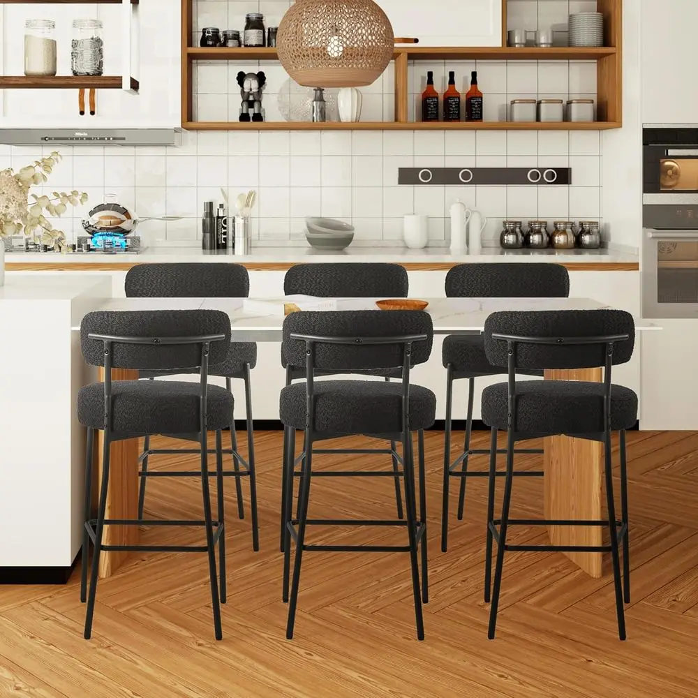 6-Piece Black 28 Counter Height Bar Stools with Curved Back, Boucle Fabric for Kitchen Island or Bar
6-Piece Black 28 Counter Height Bar Stools with Curved Back, Boucle Fabric for Kitchen Island or Bar