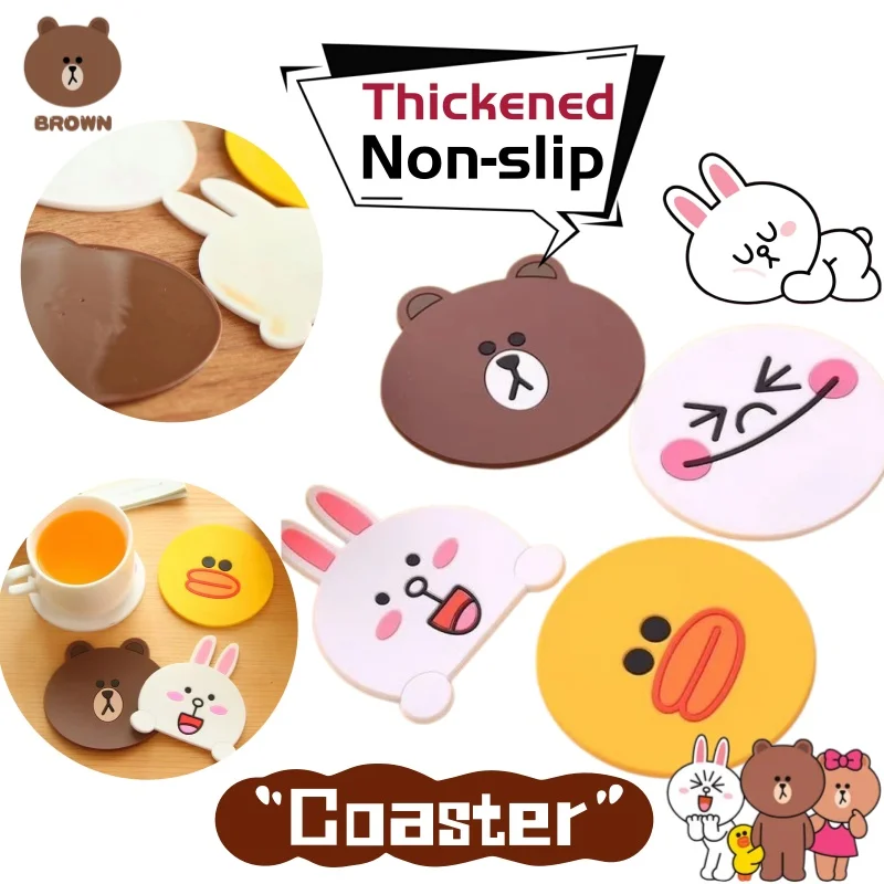 Brown Cony cartoon pattern soft silicone coaster, creative kawaii cute non-slip heat insulation pad, home decoration wholesale
Brown Cony cartoon pattern soft silicone coaster, creative kawaii cute non-slip heat insulation pad, home decoration wholesale