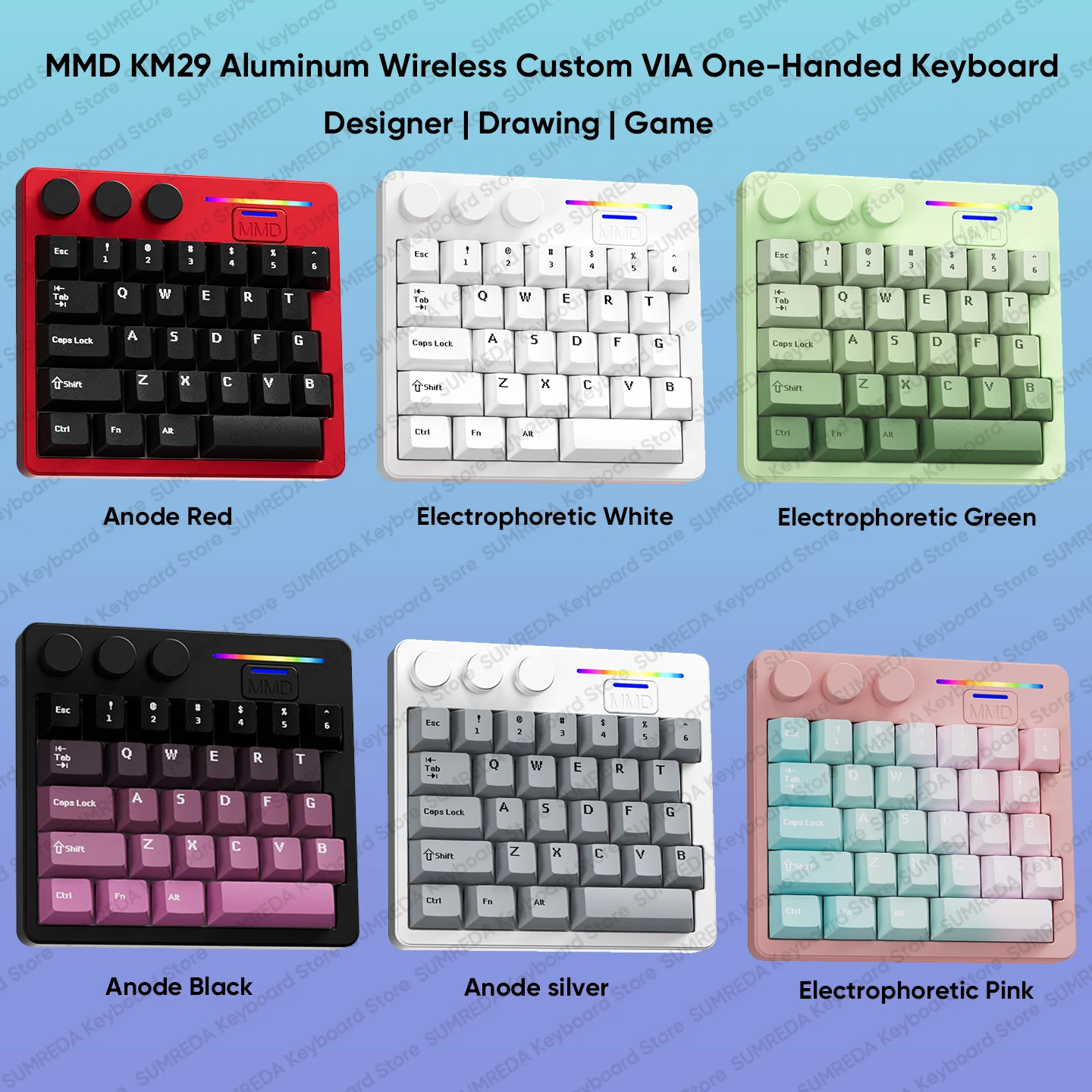 MMD KM 29 Алюминиевая беспроводная механическая клавиатура 3 ручки RGB Custom VIA Офисная мультимедийная дизайнерская мини-клавиатура для WIN MAC
MMD KM 29 Алюминиевая беспроводная механическая клавиатура 3 ручки RGB Custom VIA Офисная мультимедийная дизайнерская мини-клавиатура для WIN MAC