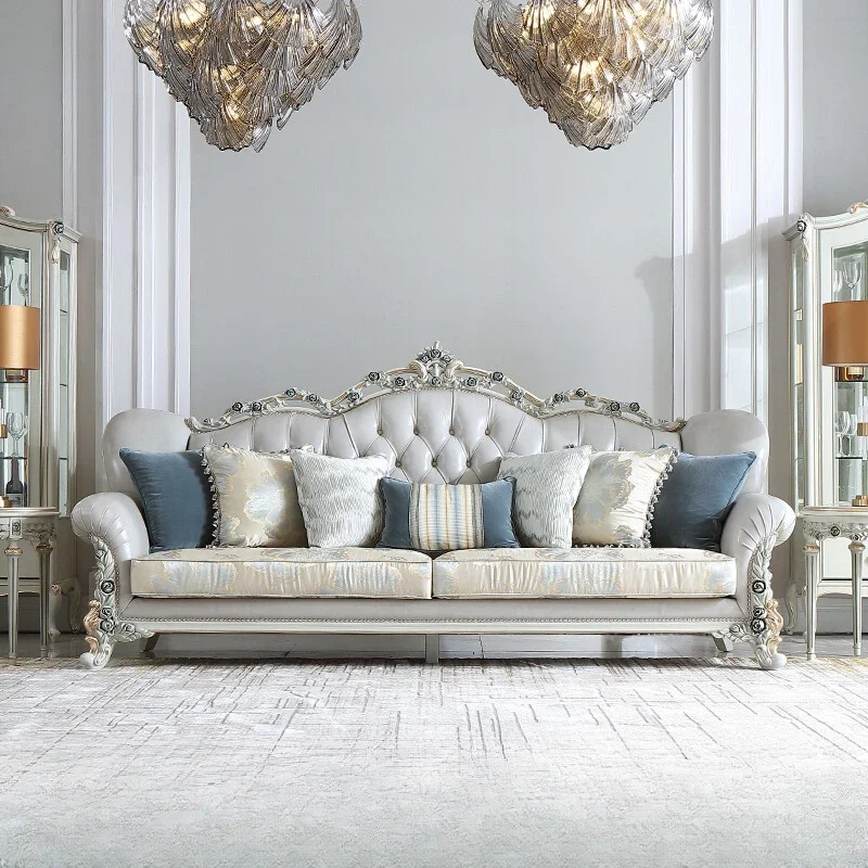 Luxury solid wood sofa living room large-sized first-floor cowhide European carved sofa
Luxury solid wood sofa living room large-sized first-floor cowhide European carved sofa