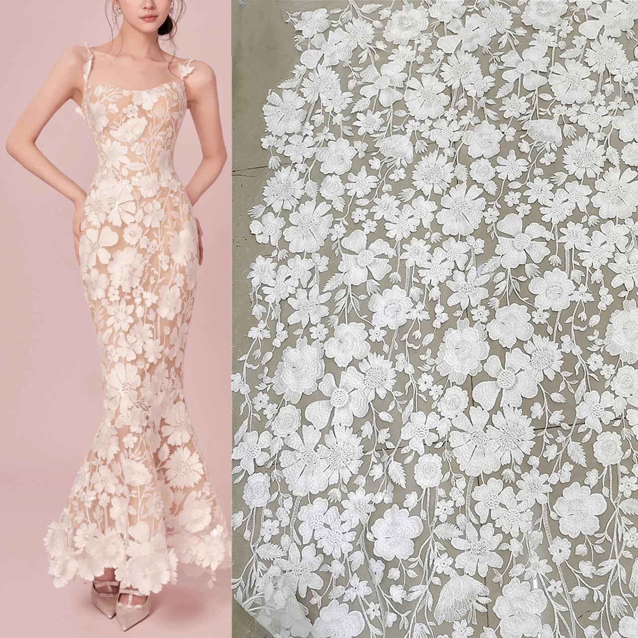 Белая кружевная ткань с большой цветочной вышивкой Свадебные платья, вечерние платья, платья, шторы, вуаль, ткани для модного дизайна
Белая кружевная ткань с большой цветочной вышивкой Свадебные платья, вечерние платья, платья, шторы, вуаль, ткани для модного дизайна