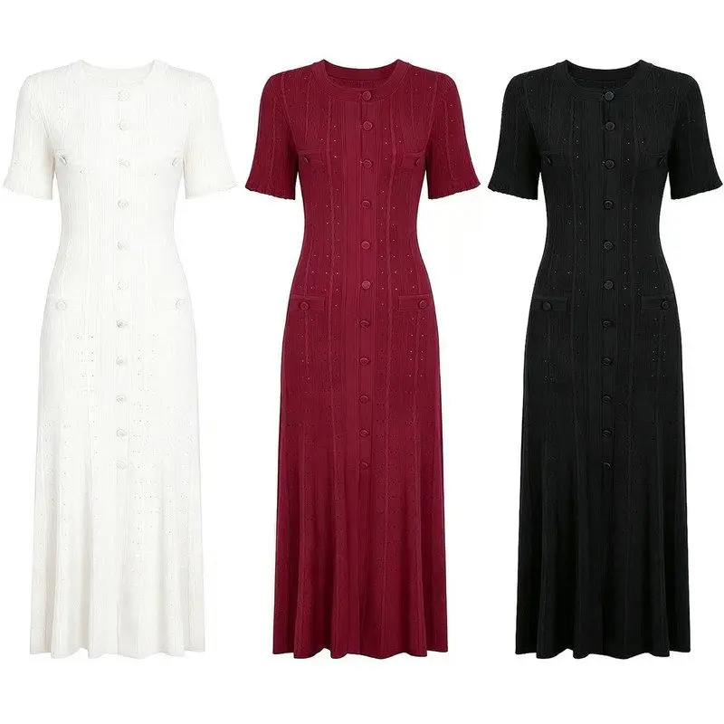 Elegant Knitted Long Dress Short Sleeve Slimming Midi Dress for Women High Quality Summer Autumn New Style Celebrity Favorite
Elegant Knitted Long Dress Short Sleeve Slimming Midi Dress for Women High Quality Summer Autumn New Style Celebrity Favorite
