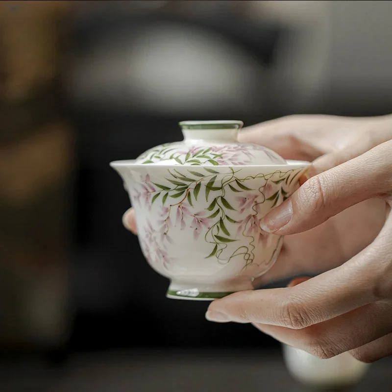 Hand Painted Vines Jada Porcelain Gaiwan Set For Tea TureenTeaware Cup Chinese Purple Bowls Chawan Tea Ceremony
Hand Painted Vines Jada Porcelain Gaiwan Set For Tea TureenTeaware Cup Chinese Purple Bowls Chawan Tea Ceremony