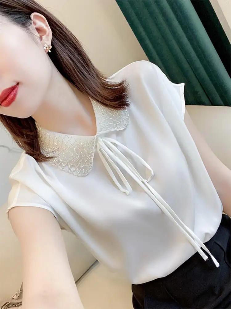 Qingdao Tagless High-End Women's Short-Sleeve Silk Shirt Neck Casual Style Korean Fashion Spring Summer Autumn Wear
Qingdao Tagless High-End Women's Short-Sleeve Silk Shirt Neck Casual Style Korean Fashion Spring Summer Autumn Wear