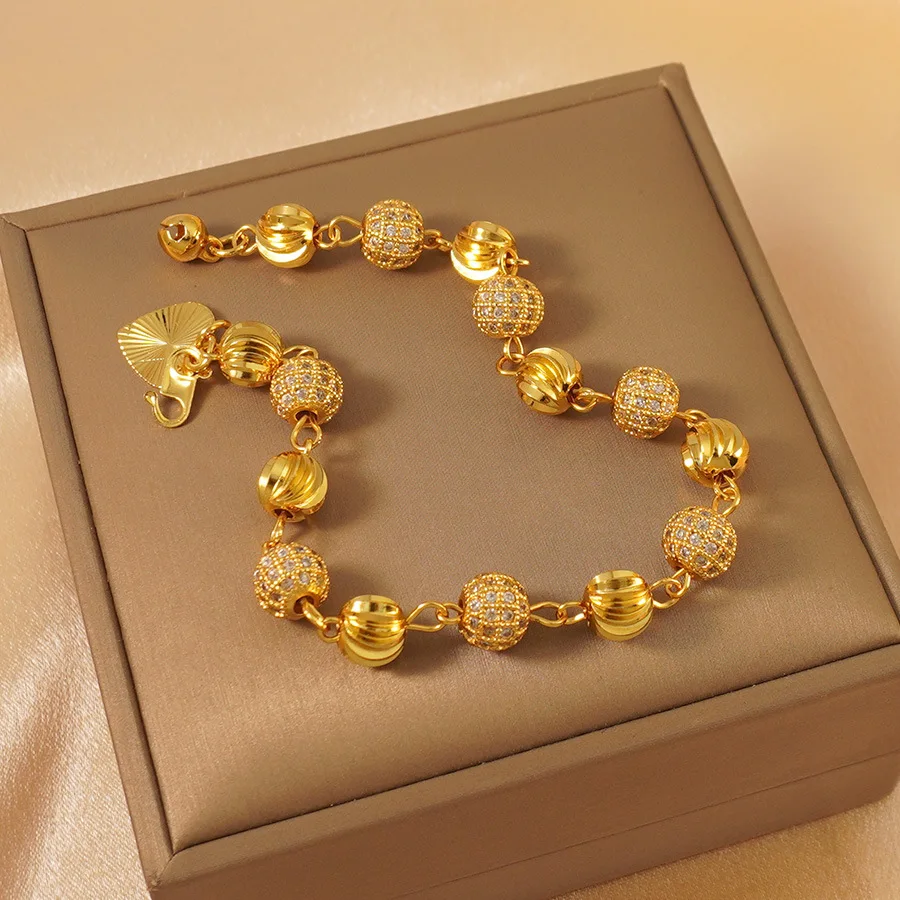 9999 Gold Bohemian Beaded Women's Fashion Bracelet with Cubic Zirconia, Elegant Style
9999 Gold Bohemian Beaded Women's Fashion Bracelet with Cubic Zirconia, Elegant Style