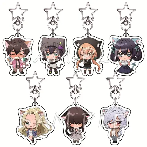 The 100 Girlfriends Who Really Love You 6cm Acrylic Keychains Cat Ear Anime Merch Bag Charms Car Key Ring Pendant Otaku Fan Gift