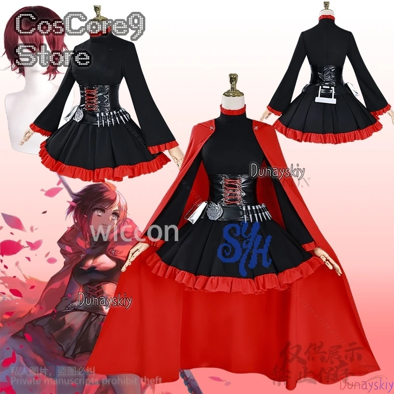 Anime RWBY Cosplay Ruby Rose Red Cape Battle Dress Rose Punk Belt Goth Black Red Lolita Y2K Uniform Halloween Party Customized
Anime RWBY Cosplay Ruby Rose Red Cape Battle Dress Rose Punk Belt Goth Black Red Lolita Y2K Uniform Halloween Party Customized