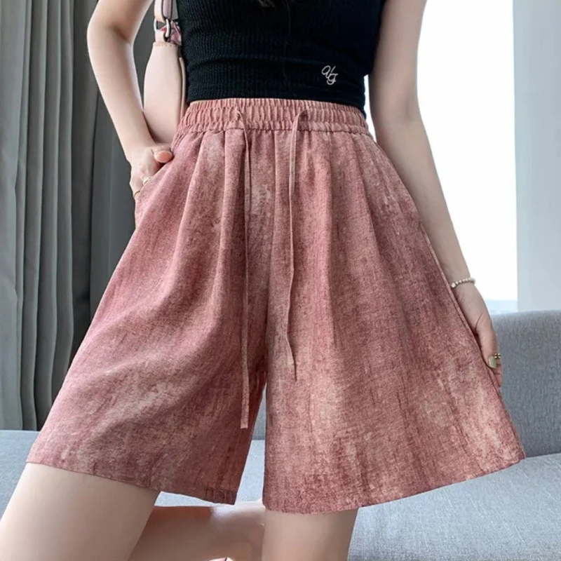 Womens High Waist Ice Silk Shorts Summer 2026 Tie Dye Wide Leg Loose Casual Five Points New Chinese
Womens High Waist Ice Silk Shorts Summer 2026 Tie Dye Wide Leg Loose Casual Five Points New Chinese
