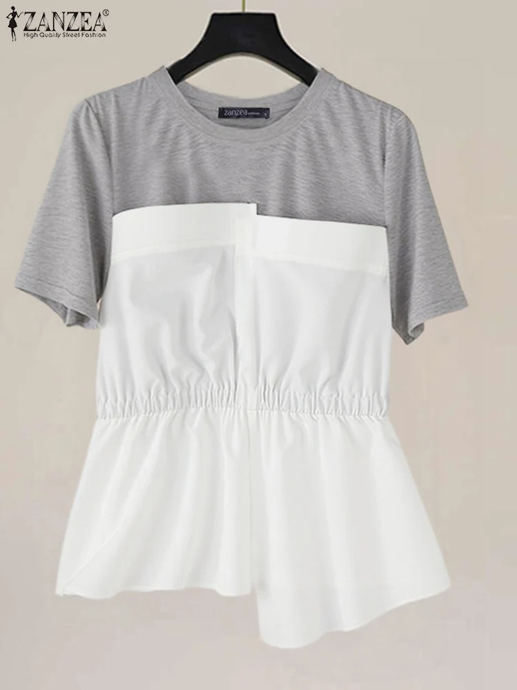 ZANZEA Women Patchwork Blouse Casual Loose Short Sleeve Tops 2025 Pleated Blusas Fashion Asymmetrical Tunic Oversized Pullover
ZANZEA Women Patchwork Blouse Casual Loose Short Sleeve Tops 2025 Pleated Blusas Fashion Asymmetrical Tunic Oversized Pullover