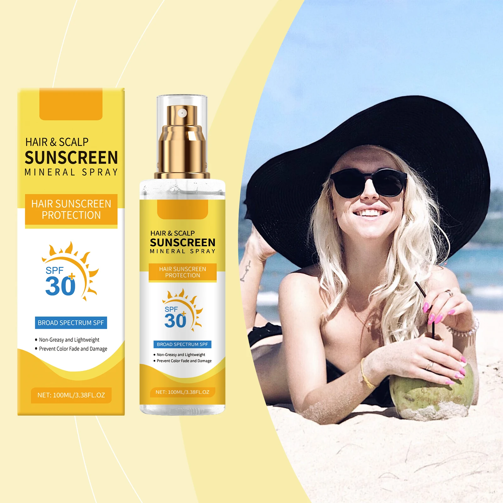 Ginger Root Scalp Sunscreen Spray SPF30 Reduce Sunlight Damage Improve Dry Nourish Oil Control Anti Ultraviolet Hair Care Spray 
Ginger Root Scalp Sunscreen Spray SPF30 Reduce Sunlight Damage Improve Dry Nourish Oil Control Anti Ultraviolet Hair Care Spray