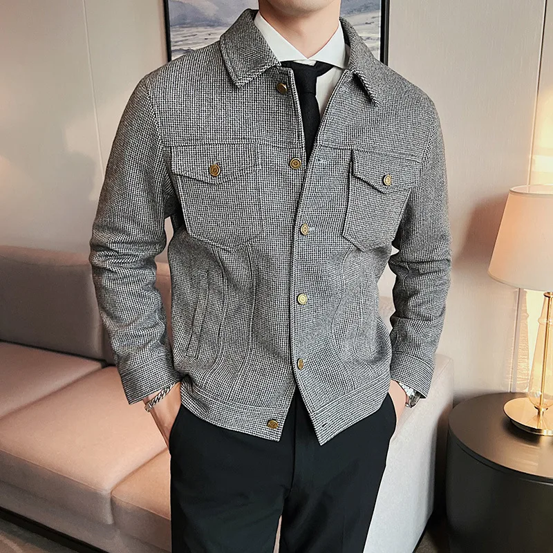 2024 new autumn winter men's woolen jacket men slim lapel short leisure motorcycle jacket
2024 new autumn winter men's woolen jacket men slim lapel short leisure motorcycle jacket