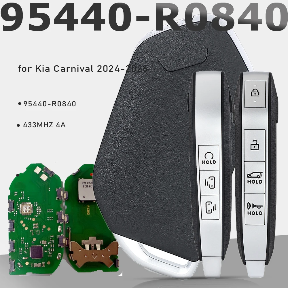 KEYECU 95440-R0840 Умный дистанционный ключ FOB 7 кнопок 433 МГц 4A Keyless Go для Kia ns 433 МГц 4A Keyless Go для Kia Carnival 2024 2026
KEYECU 95440-R0840 Умный дистанционный ключ FOB 7 кнопок 433 МГц 4A Keyless Go для Kia ns 433 МГц 4A Keyless Go для Kia Carnival 2024 2026