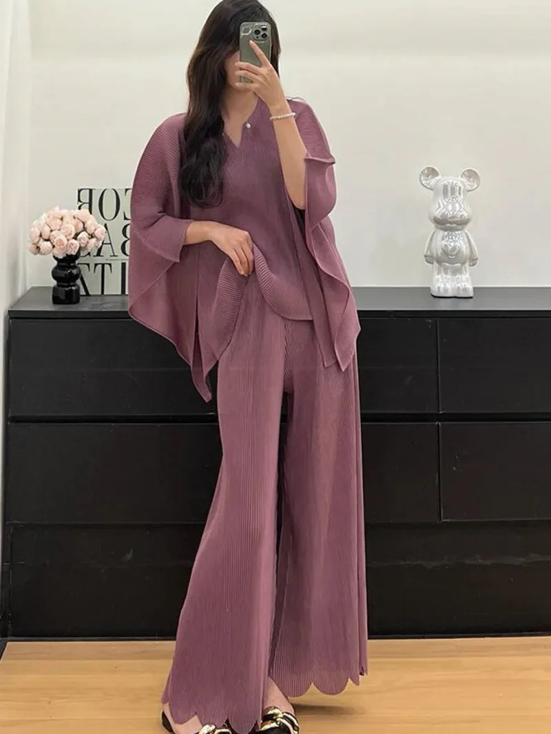 Sleeve Design Bawting Loose Pleated Women's Two Pieces Set 2025 New Casual Pullover T-shirt And Wide Leg Elastic 1J5Q
Sleeve Design Bawting Loose Pleated Women's Two Pieces Set 2025 New Casual Pullover T-shirt And Wide Leg Elastic 1J5Q