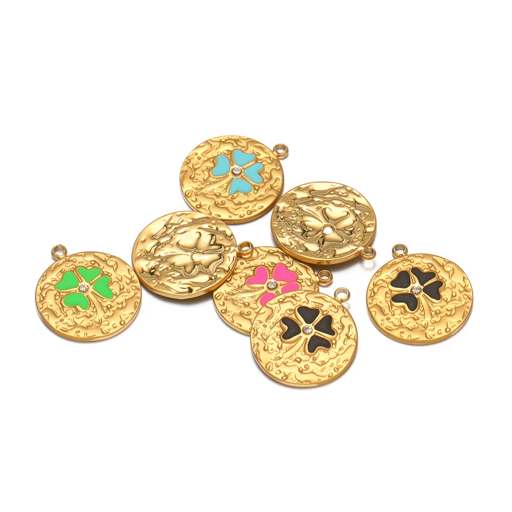 5pcs PVD Gold Stainless Steel Enamel Flower Charms Clover Pendants for DIY Fashion Jewelry Making Bracelet Necklace Decoration
5pcs PVD Gold Stainless Steel Enamel Flower Charms Clover Pendants for DIY Fashion Jewelry Making Bracelet Necklace Decoration