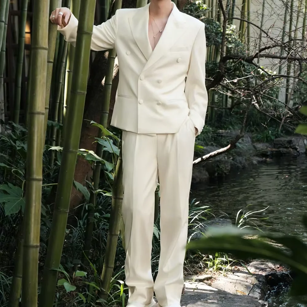 Solid Color Men Suit Slim Fit Double Breasted Handsome Two Piece Jacket Pants Casual Business Wedding Groom Formal Party Outfits
Solid Color Men Suit Slim Fit Double Breasted Handsome Two Piece Jacket Pants Casual Business Wedding Groom Formal Party Outfits