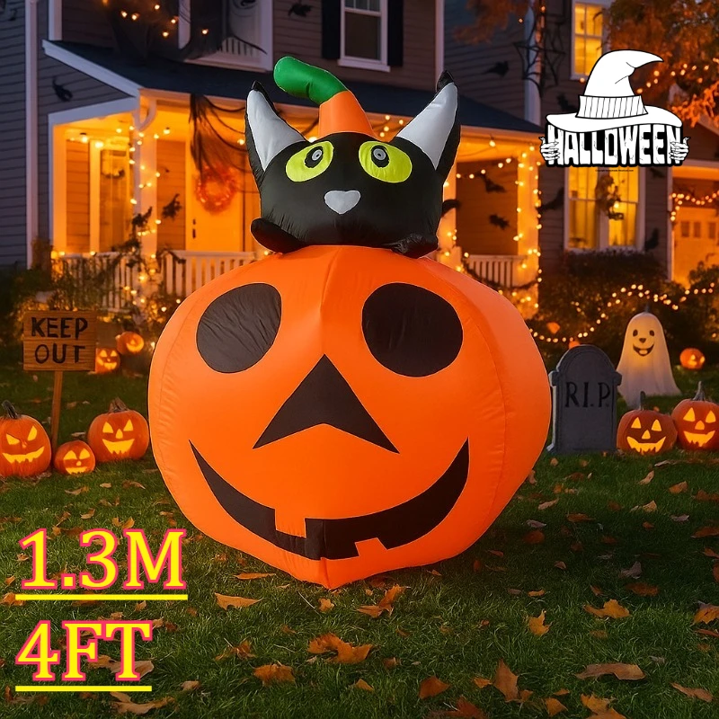 4 фута украшения для вечеринок и праздников своими руками, надувная игрушка на Хэллоуин, черный кот, тыква, со светодиодной подсветкой, уличный декор для сада и двора
4 фута украшения для вечеринок и праздников своими руками, надувная игрушка на Хэллоуин, черный кот, тыква, со светодиодной подсветкой, уличный декор для сада и двора