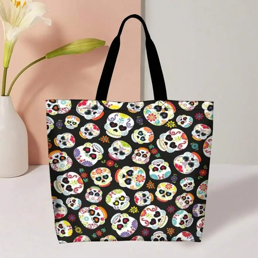 Sugar Skull Tote Bag For Adults Day Of The Dead Floral Skeleton Pattern Casual Shoulder Bag
Sugar Skull Tote Bag For Adults Day Of The Dead Floral Skeleton Pattern Casual Shoulder Bag