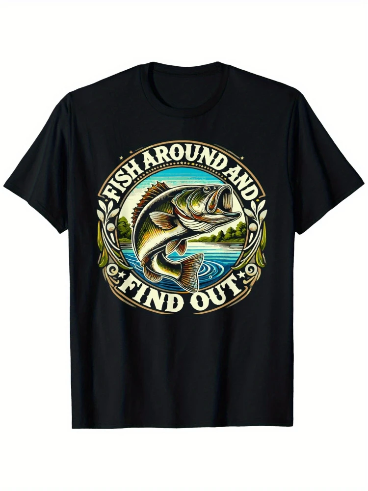 Fish Around And Find Out Funny Fishing Bass Dad pattern design -100% cotton O-neck short sleeve casual printed men's T-shirt.
Fish Around And Find Out Funny Fishing Bass Dad pattern design -100% cotton O-neck short sleeve casual printed men's T-shirt.