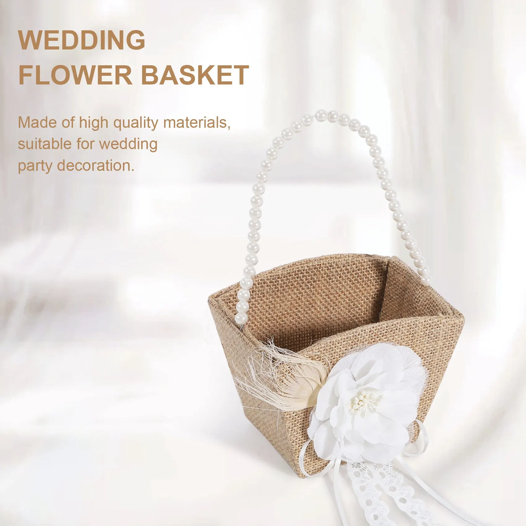 Y50A-Flower Girl Basket Rustic Burlap For Vintage Rustic Wedding Party Flower Basket With Pearl Handle
Y50A-Flower Girl Basket Rustic Burlap For Vintage Rustic Wedding Party Flower Basket With Pearl Handle