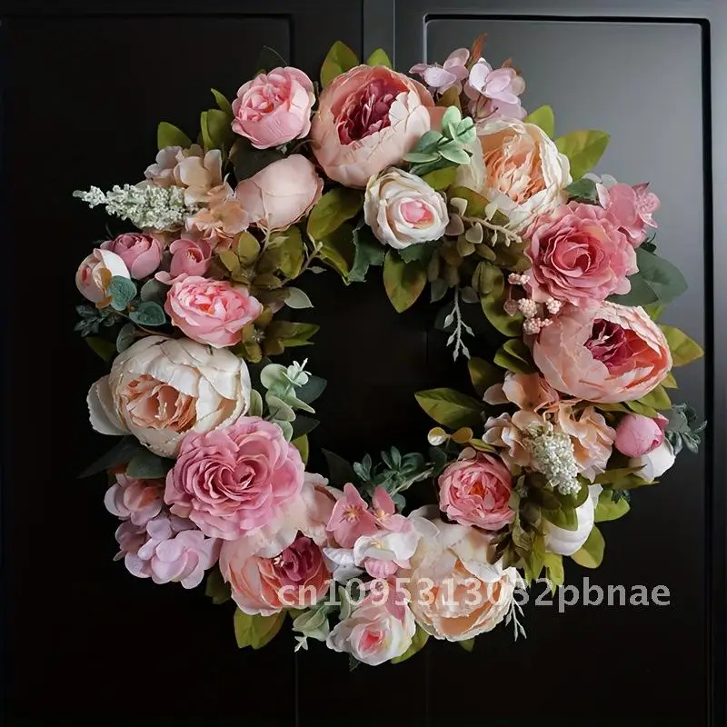 Spring Peony Wreath Simulation Flower Decorations for Weddings Hotels Pastoral Door Hanging - American Style Plastic Flower Ring 
Spring Peony Wreath Simulation Flower Decorations for Weddings Hotels Pastoral Door Hanging - American Style Plastic Flower Ring