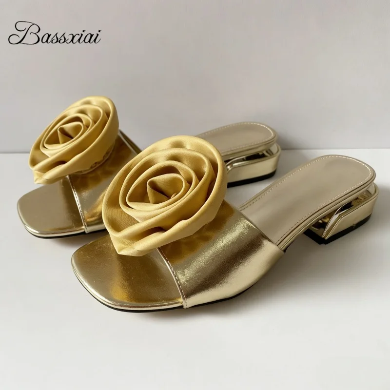 Concise Style Handmade Flower Decor Outwear Mules Spring Summer Slingbacks Open Toe Slim Women Slippers
Concise Style Handmade Flower Decor Outwear Mules Spring Summer Slingbacks Open Toe Slim Women Slippers