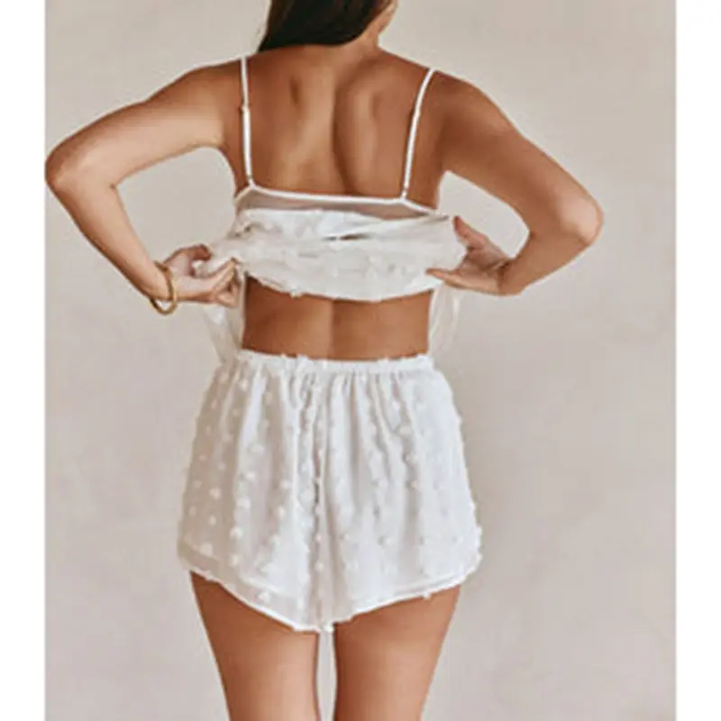 Combhasaki Women 2Piece Pajamas Set Swiss Dot Sheer Mesh Patchwork Camisole +Drawstring Elastic Waist Wide Leg Shorts Loungewear
Combhasaki Women 2Piece Pajamas Set Swiss Dot Sheer Mesh Patchwork Camisole +Drawstring Elastic Waist Wide Leg Shorts Loungewear