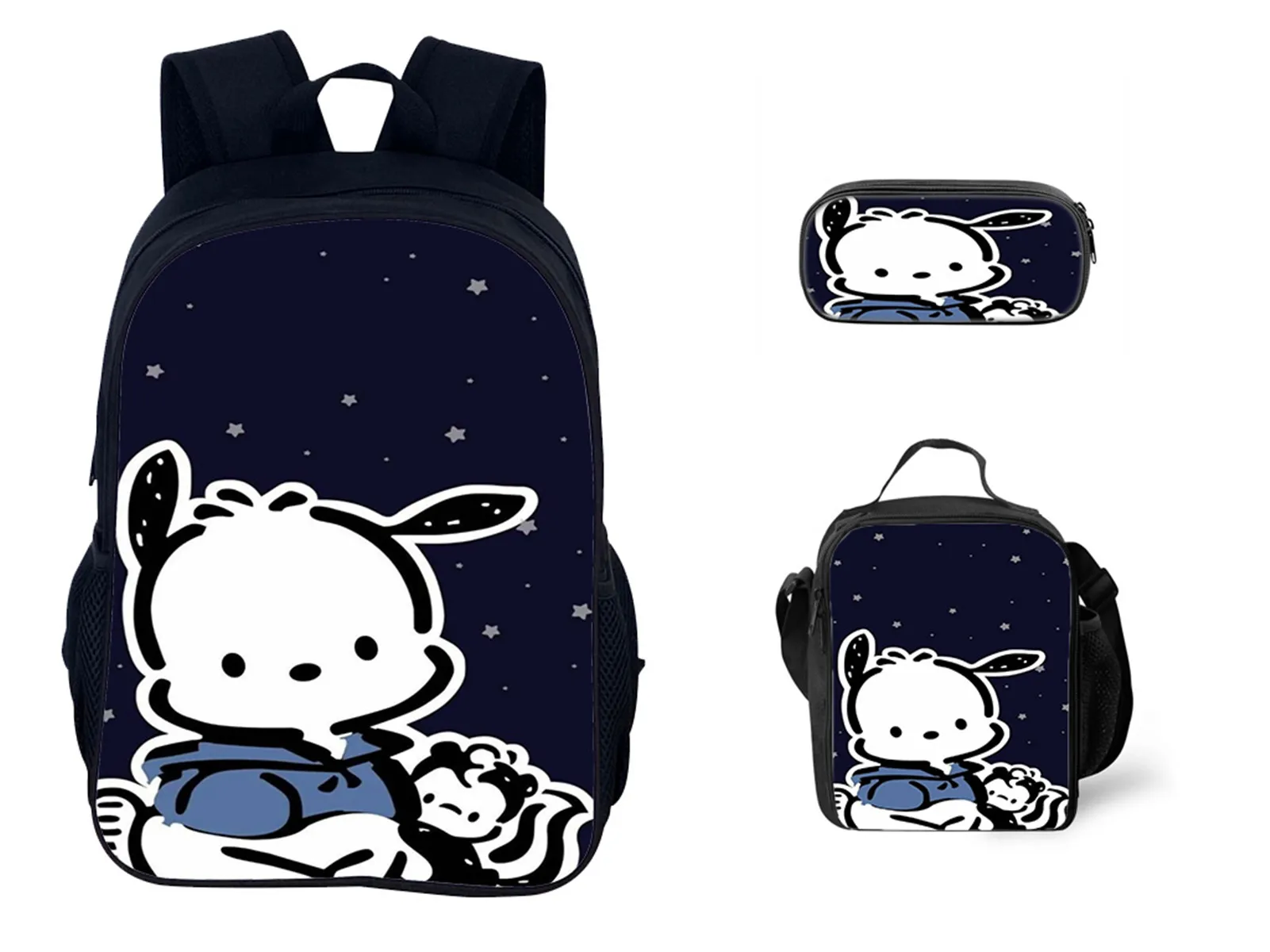 Sanrio Classic Pochacco Fashion Backpack+Cute Thermal Bag+Pencil Box 3Pcs Set Daily Bookbag for Outdoor
Sanrio Classic Pochacco Fashion Backpack+Cute Thermal Bag+Pencil Box 3Pcs Set Daily Bookbag for Outdoor