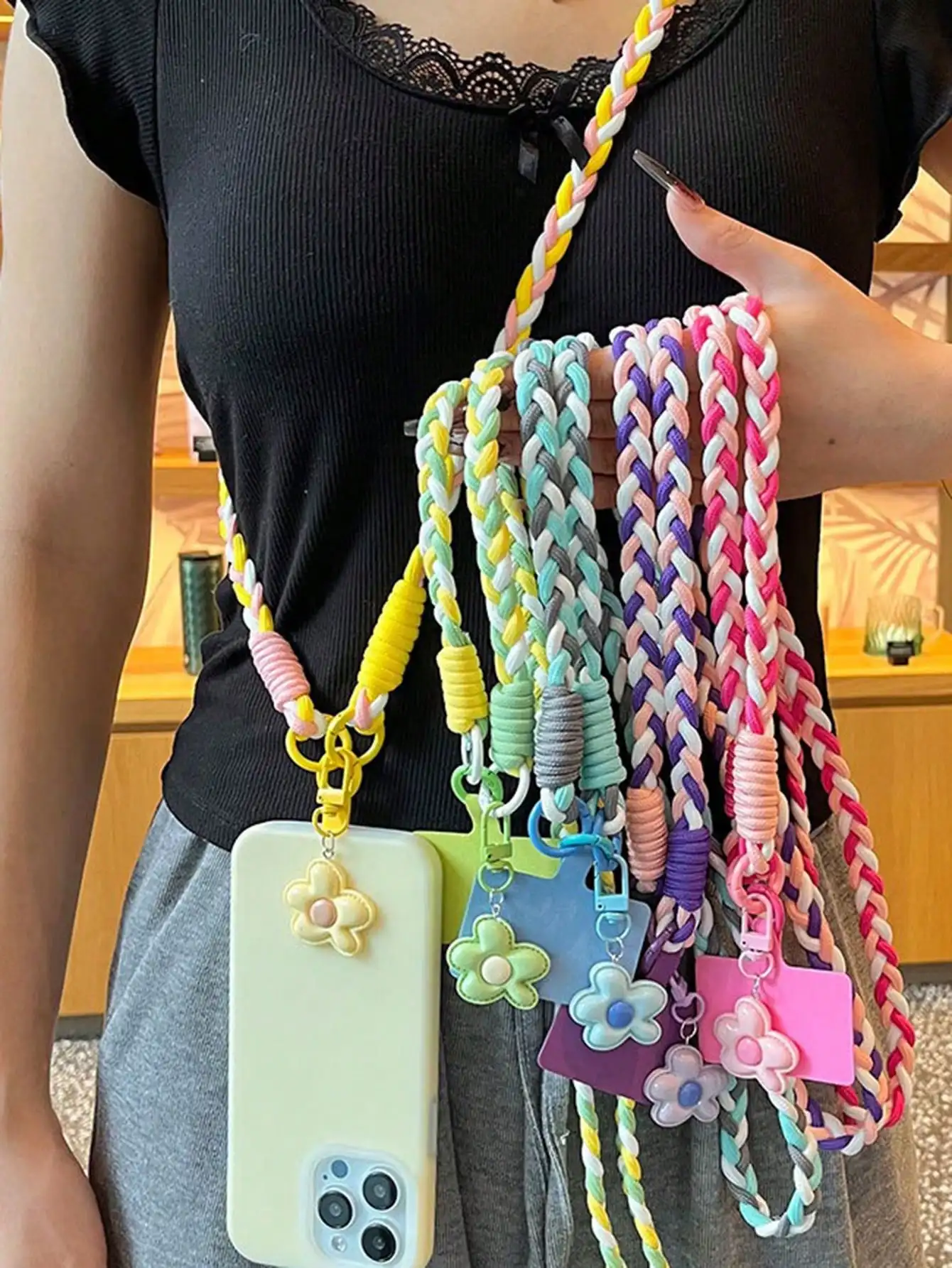 2026 New Year Phone Lanyard, Mother's Day Internet Celebrity Candy Five-Petal Flower Phone Hanging Rope, Dopamine, Diagonal Cross-Body Long Style, Ins Contrast Color Handmade Woven, For Outdoor Travel, Hiking, Unisex, Short Lanyard Phone Holder, Smartphon
2026 New Year Phone Lanyard, Mother's Day Internet Celebrity Candy Five-Petal Flower Phone Hanging Rope, Dopamine, Diagonal Cross-Body Long Style, Ins Contrast Color Handmade Woven, For Outdoor Travel, Hiking, Unisex, Short Lanyard Phone Holder, Smartphon