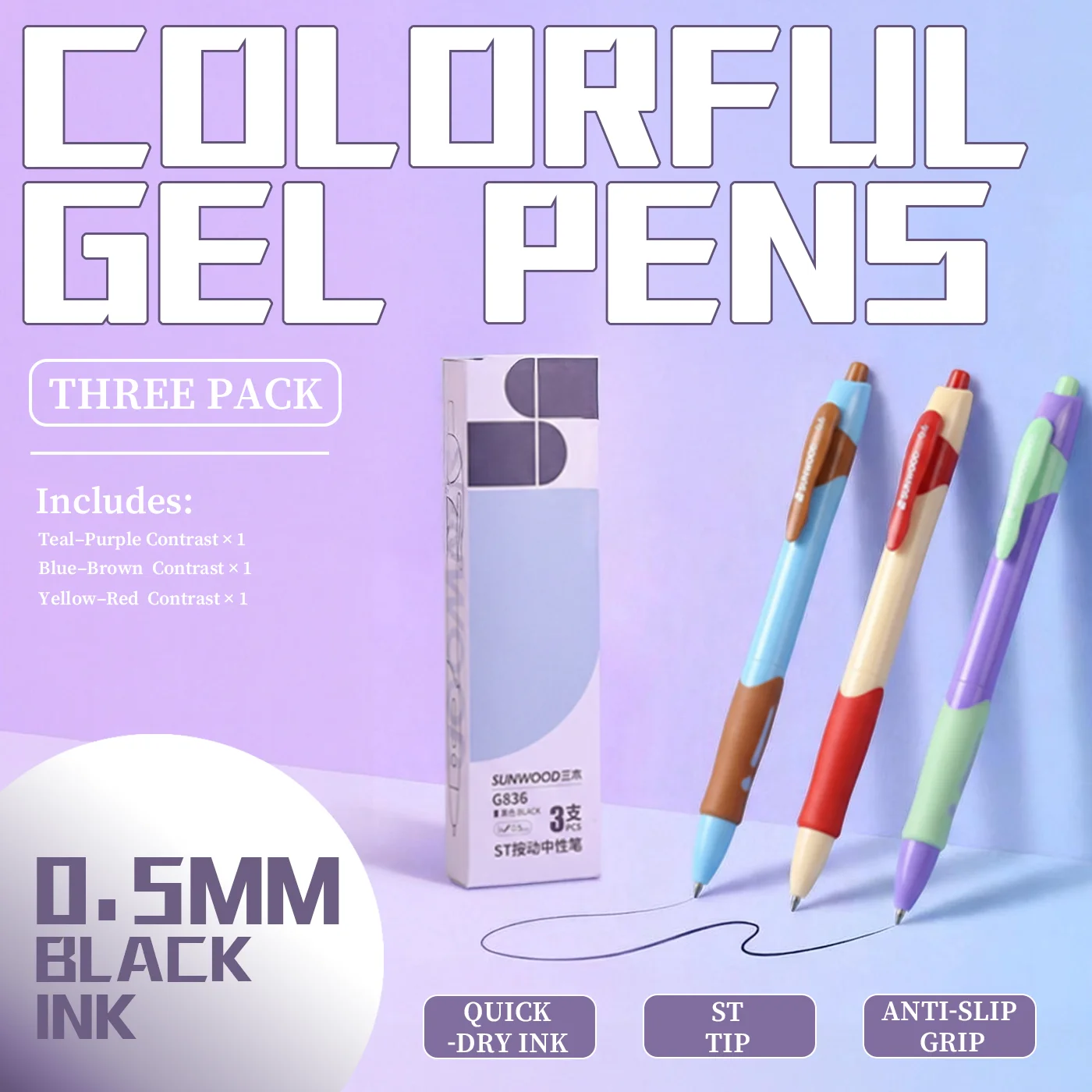 SUNWOOD Emotion Series 0,5 мм черная выдвижная гелевая ручка с наконечником-пулей ST наконечник для письма подпись офисная школа 3 шт. G836
SUNWOOD Emotion Series 0,5 мм черная выдвижная гелевая ручка с наконечником-пулей ST наконечник для письма подпись офисная школа 3 шт. G836