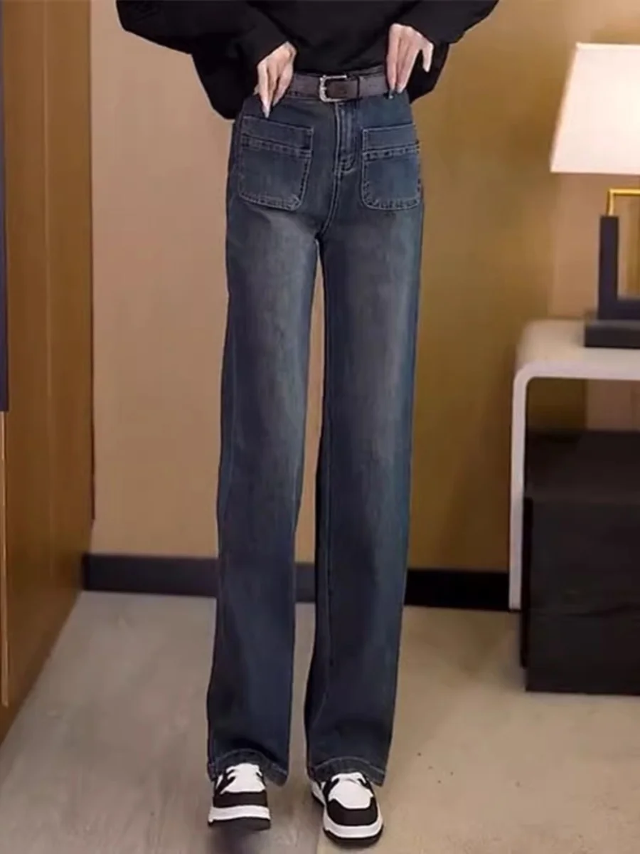 Retro High Waist Wide Leg Jeans Straight Cut Casual Spring Autumn Women's Denim Pants Long Blue Spring Summer Autumn
Retro High Waist Wide Leg Jeans Straight Cut Casual Spring Autumn Women's Denim Pants Long Blue Spring Summer Autumn
