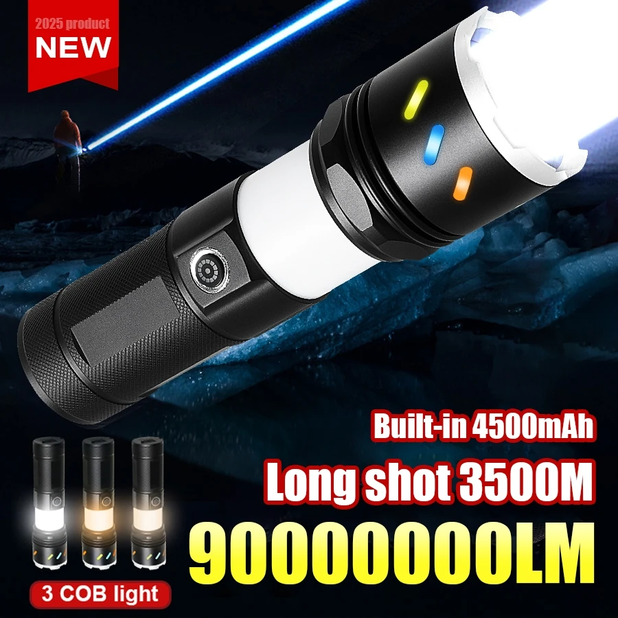 2025 Super Bright LED Torch Light Waterproof Type C Rechargeable Flashlights Ultra Powerful Flashlight Camping Fishing Lamps
2025 Super Bright LED Torch Light Waterproof Type C Rechargeable Flashlights Ultra Powerful Flashlight Camping Fishing Lamps