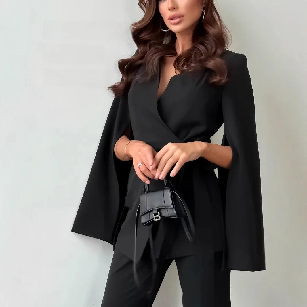 Ladies Professional Casual Suit Set Shoulder Shawl Long Sleeve Pants Elegant Commuting Two Piece Set Fashionable Autumn Wear
Ladies Professional Casual Suit Set Shoulder Shawl Long Sleeve Pants Elegant Commuting Two Piece Set Fashionable Autumn Wear