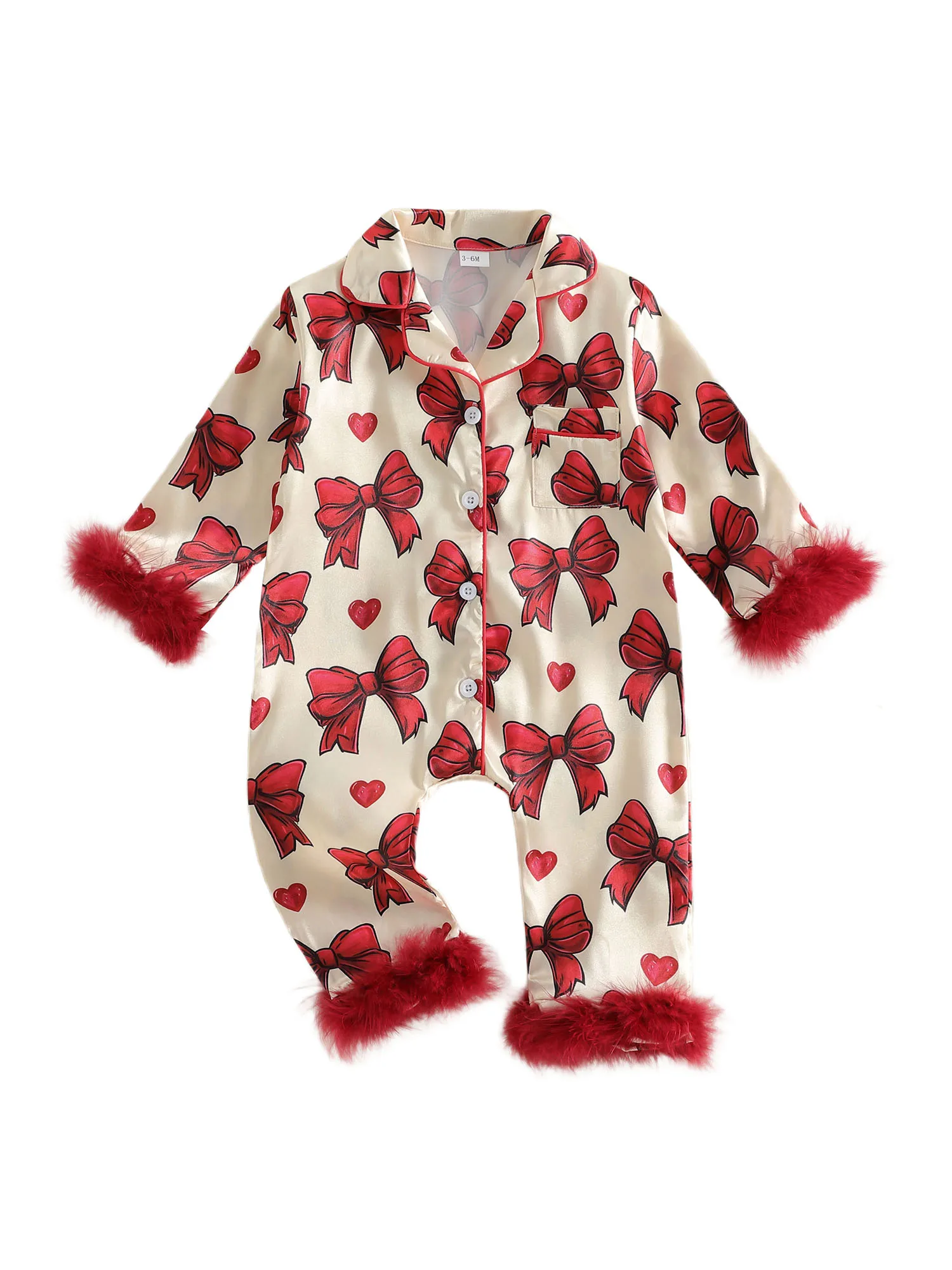 Комбинезон для маленьких девочек с цветочным принтом, отделкой рюшами, застежкой на пуговицах, V-образным вырезом, длинными рукавами, бантом и отделкой из искусственного меха
Комбинезон для маленьких девочек с цветочным принтом, отделкой рюшами, застежкой на пуговицах, V-образным вырезом, длинными рукавами, бантом и отделкой из искусственного меха