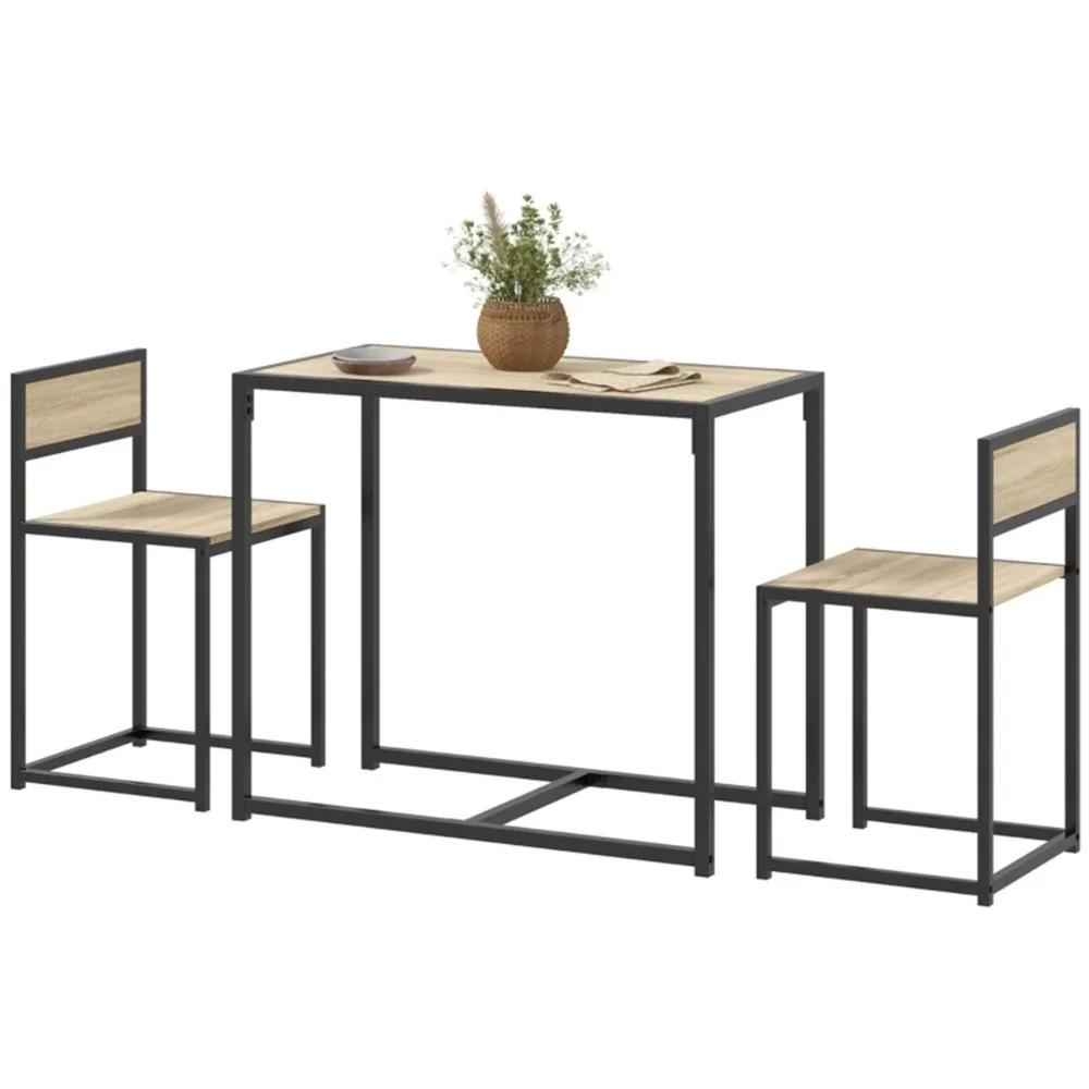 3-piece set consists of a dining table and 2 matching chairs, Black and Oak Wood Color, Dining Room Sets
3-piece set consists of a dining table and 2 matching chairs, Black and Oak Wood Color, Dining Room Sets
