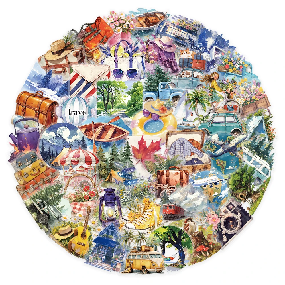 10/30/50pcs Watercolor Ourdoor Travels Stickers Forest Hiking Camping Cartoon Sticker Luggage Scrapbook Phone Transparent Decals
10/30/50pcs Watercolor Ourdoor Travels Stickers Forest Hiking Camping Cartoon Sticker Luggage Scrapbook Phone Transparent Decals
