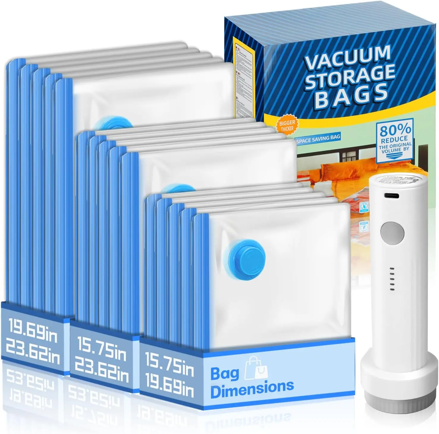 15 Pack Travel Vacuum Bags with Rechargeable Pump, 3 Sizes Space Saver Bags for Luggage, Clothing, Comforters, Cruise Essentials
15 Pack Travel Vacuum Bags with Rechargeable Pump, 3 Sizes Space Saver Bags for Luggage, Clothing, Comforters, Cruise Essentials